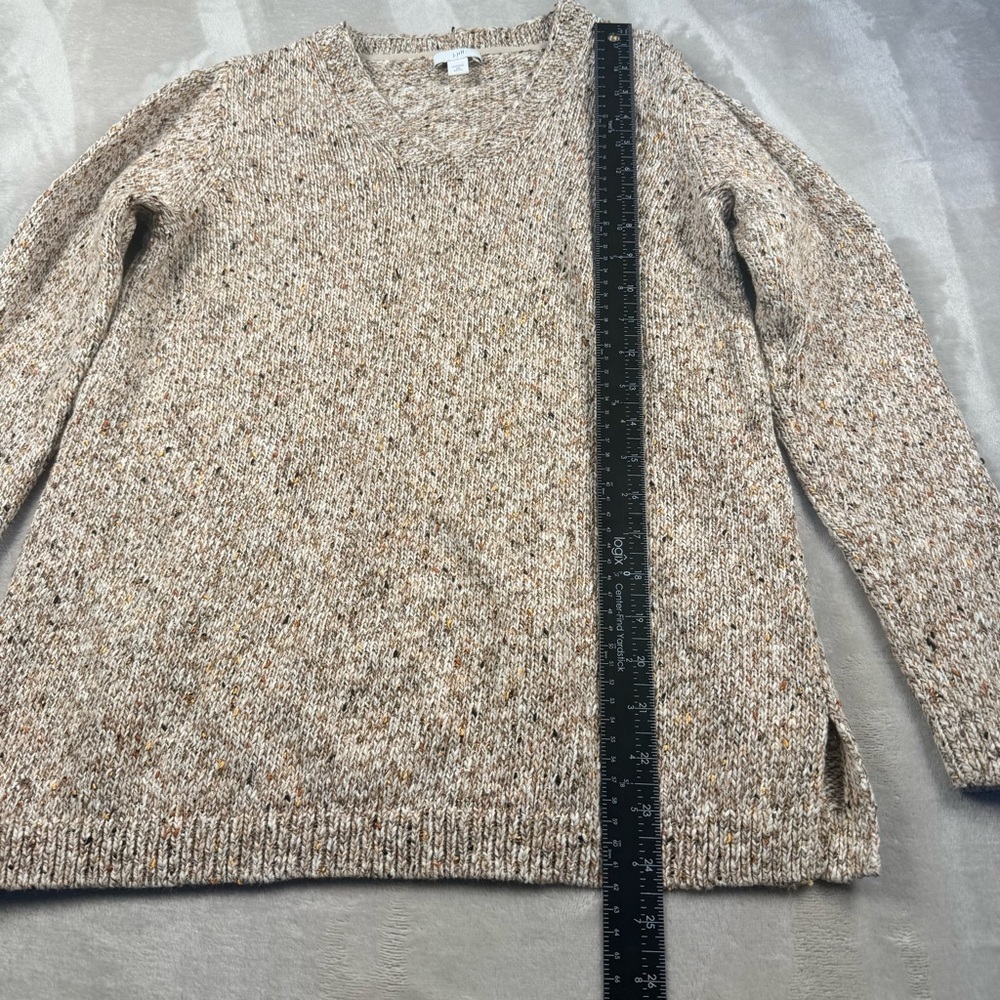 J.Jill XS Petite Speckled Knit V-Neck Sweater Neutral Confetti Fleck Cozy - Picture 6 of 9